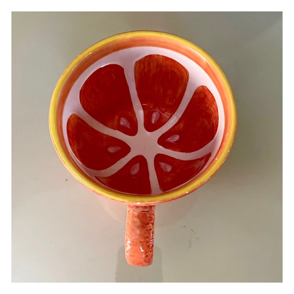 Hand painted Orange Slice Ceramic Coffee Mug with Textured Glaze - Picture 7 of 10